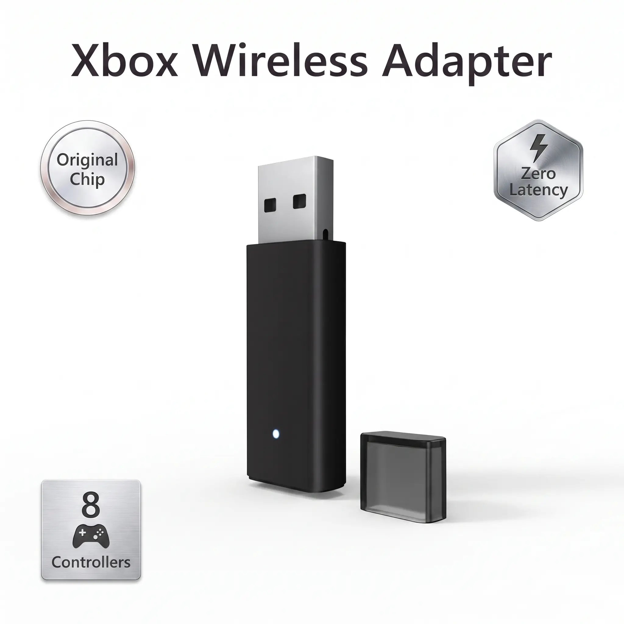 Xbox Wireless Adapter with Original Chip - Compatible with PCs, Xbox 1, 1 X-S, Elite, Series X-S Controllers