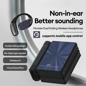 Narshton Ear Buds-Headphones Bluetooth — Dual-foldable design with noise isolation and reduction; supports mobile app control; offers up to 145 hours of battery life; supports Bluetooth 6.0; features water and sweat resistance for Monster AC530 Charging D