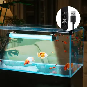 LED Fish Tank Light 8-16 Inches Adjustable Brightness, USB Dual Row Water Resistance, Multi-Mode Lighting for Freshwater & Saltwater Aquariums