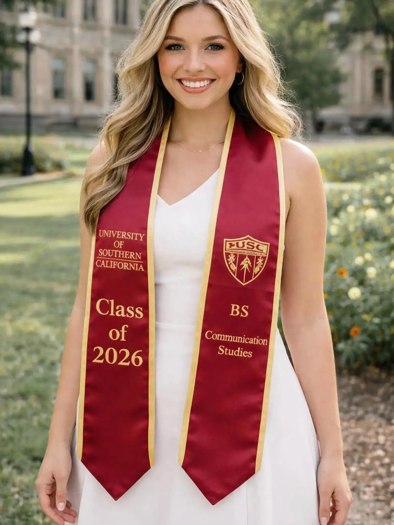 Custom Graduation Stole with Logo Text, Personalized Name Sash Class of 2026, Custom Design Graduation Gift