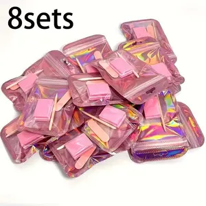 8 Set Nail Art Kit: Mini Nail File, Polishing Pad & Stick, Odorless Perfect DIY Jewelry Polishing & Nail Care, Compact