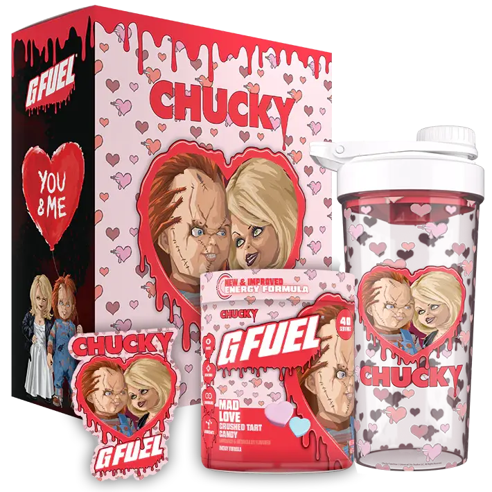 G FUEL Energy Formula | Mad Love Collector's Box | Crushed Tart Candy | Collectible Box and 24oz Custom Tall Metal Shaker Cup Beverage