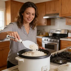 Wobble Standing Rice Paddle Magnetic Self Standing Rice Spoon Thickened Non Stick Rice Scooper for Rice Cooker Heat Resistant Non Slip Kitchen Utensil for Daily Home Cooking and Meal Prep Essentials -RR