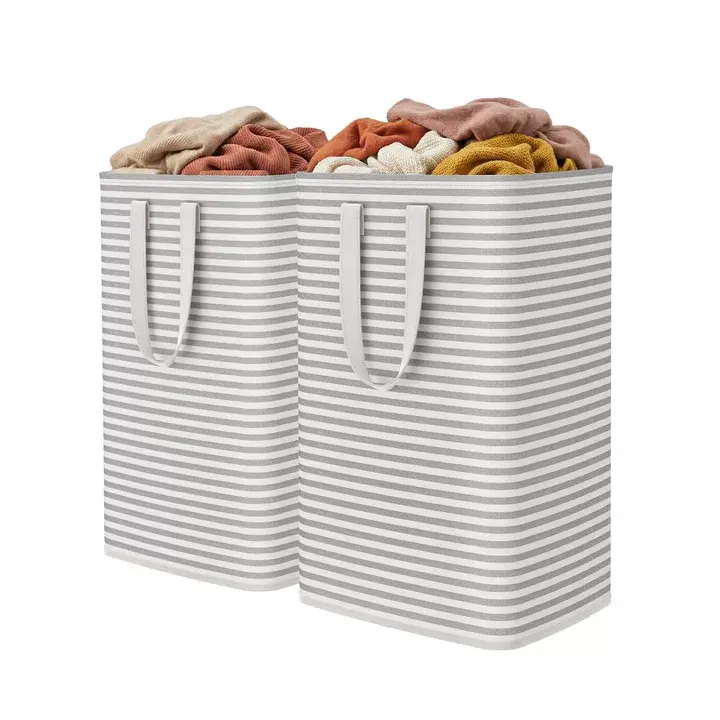 2 Pack Laundry Basket 80L Each, Collapsible Clothes Hamper with Reinforced Handles, Freestanding Waterproof Design for Bedroom and Laundry Room
