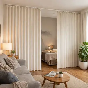 Instant Room Divider Curtain – No Drill, Easy Install Curtain, Foldable Privacy for Small Apartments