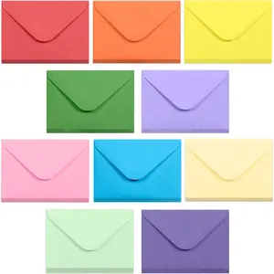 100-Count Gummed Mini Gift Card Envelopes Bulk Paper Tiny Envelopes for Business Cards Small Note Cards, 10 Colors, 4 x 2.7 Inches