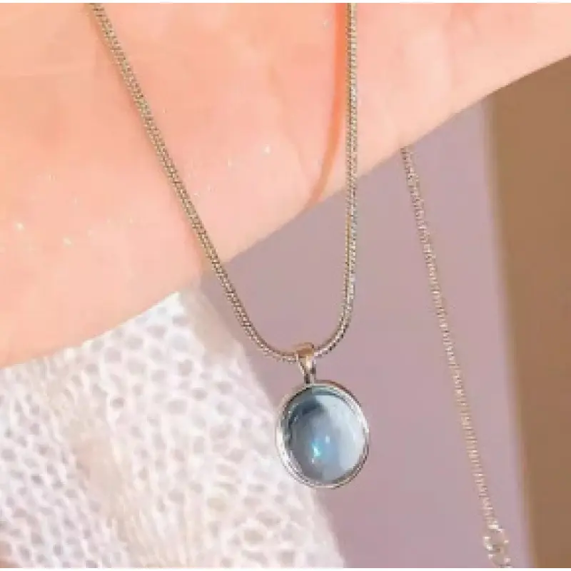 Sea Blue Treasure Snake Bone Necklace #