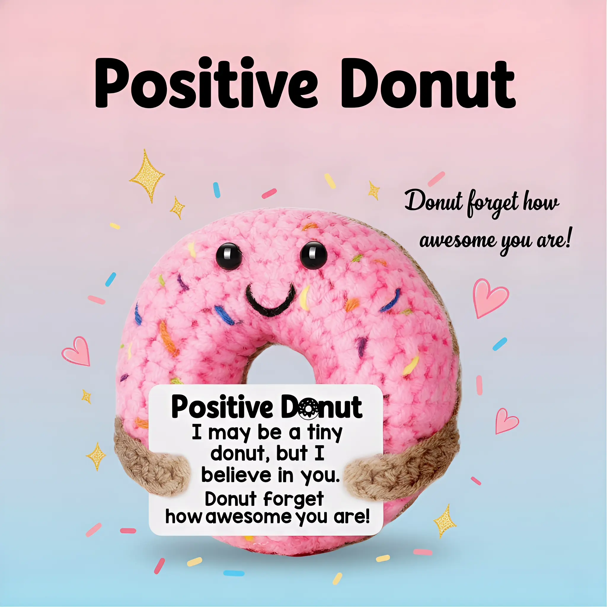 Crochet Donut Trophies - Easter Basket Stuffers for Teens, Motivation & Positive Vibes Gifts, Donut Shape Encouragement Presents for Special Occasions (Sports & Outdoor Accessories)