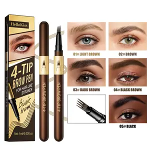4 Tip Microblade Eyebrow Pen Waterproof, Hair Like Brow Pencil for Natural Feathered Brows, Long Lasting Smudge Resistant Makeup for Daily Wear, Work and Travel.