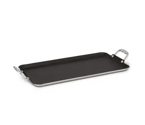 Vasconia 20x11" Nonstick Double Burner Griddle, 100% Aluminum, Oven Safe 450°F, Dishwasher Safe