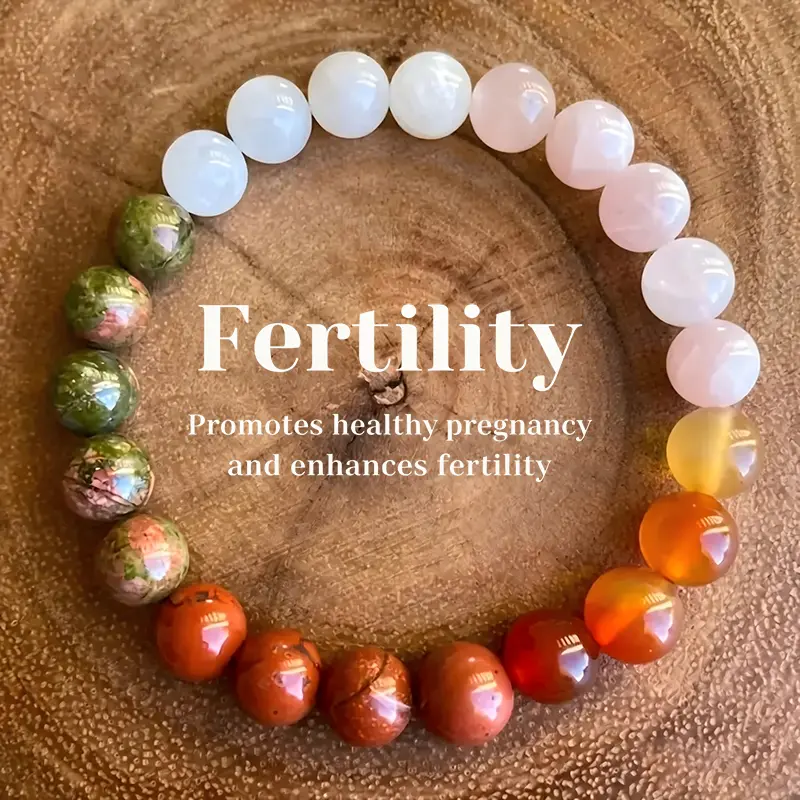 CrestJewels Unisex Fertility Bracelet with Healing Crystal Stones & Beads, Supports Pregnancy & Reproductive Health, Energy Therapy Jewelry, Daily Wear, Valentine’s Day Gift for Couples