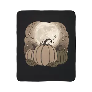 Cozy Pumpkin Fleece Sherpa Blanket - Perfect for Fall, Cozy Nights, Halloween, Thanksgiving, Home Decor