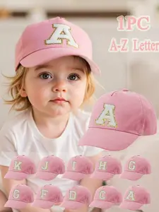 Toddler Baseball Cap for 1-3 Years | Pink Letter Flocked Embroidery | Soft & Adjustable | Perfect for Daily Wear & Outdoor Sun Protection | Polyester Cap Toddler Hats