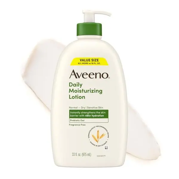 Moisturizing Body Lotion with Soothing Prebiotic Oat - Gentle, Non-Greasy, Non-Comedogenic Lotion for Women & Men, Nourishes Dry Skin, Paraben-, Dye-, Fragrance-Free, 33 Fl Oz Value Size