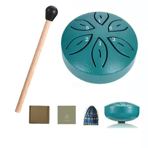 Steel Tongue Drum Rain Chime, 3 Inch 6 Note Rain Drum for Outside, Chakra Drum for Outside Garden, Mini Hand Drum with Bag, Meditation Yoga Zen Gift for Beginner Adult