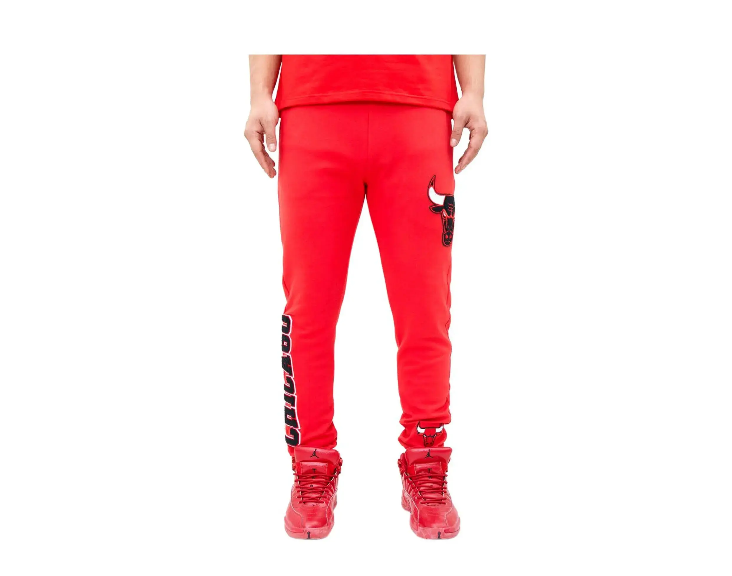 Pro Standard Chicago Bulls Classic Chenille Jogger Pants in Red | Men's