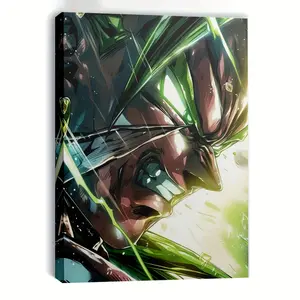 1 Piece Super Saiyan Anime Poster with Frame - Classic Wall Decoration, Suitable for Anime Fans, Living Room Bedroom Vibrant Wall Art, Anime Design, Hook-style Framed Canvas Print, Anime Theme Room Decoration Ideal Gift (Comic Theme)