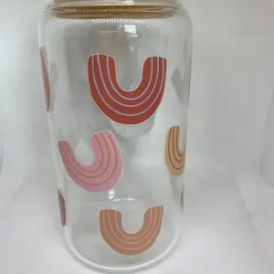 16 ounce glass Libby cups with bamboo lid and straw