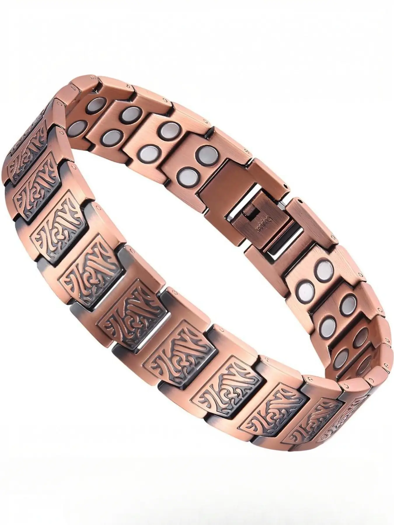 Magnetic Copper-Tone Bracelet with Double Rows of Ultra-Strong Magnets