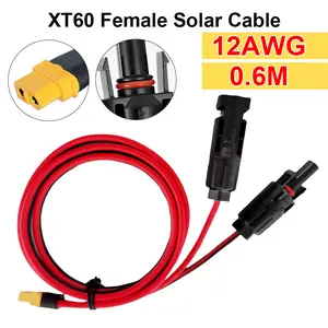 0.6/1.5/3M Solar Charge Cable XT60 Adapter to Solar 12AWG Male Female Connector Extension Wire for Battery Pack