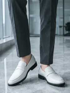 Men's Summer New Colorblock Business Loafers, Crocodile Texture Embossed, Breathable Comfort, Trendy Lazy Shoes, Perfect for Casual Wear