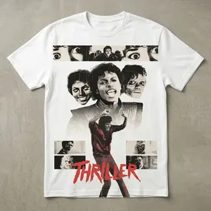 Vintage Michael Jackson Thriller Graphic Tee - 80s Horror Movie Style T-Shirt - Retro Pop King Oversized Apparel - Classic Werewolf Merch