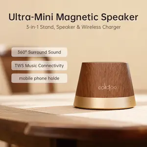 Bluetooth Speaker for Car with Magnetic Base, Hands-Free Wireless Audio, Strong Adhesion & Phone Stand Feature, USB-C Fast Charging