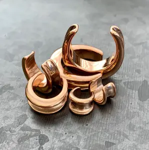 Pair of Beautiful Rose Gold Saddle Surgical Steel Ear Spreaders Hanger-Tunnels/Plugs - Gauges 00g (10mm) thru 1" (25mm)