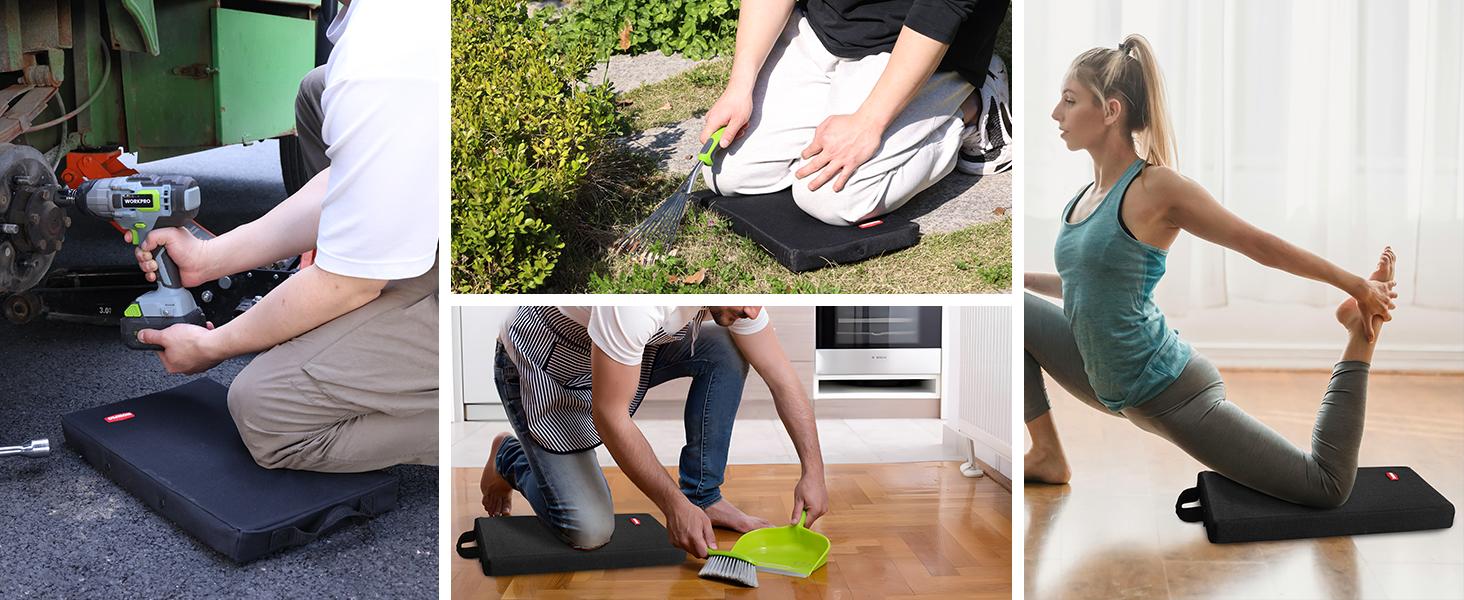 WORKPRO 17" Kneeling Pad with Removable Cover, Soft Pad Cushioning for Knee, Large Foam Kneeler Pad for Gardening, Daily Chores, Workout Supplies, Black WORKPRO 17" Kneeling Pad with Removable Cover, Soft Pad Cushioning for Knee, Large Foam Kneeler Pad for Gardening, Daily Chores, Workout Supplies, Black