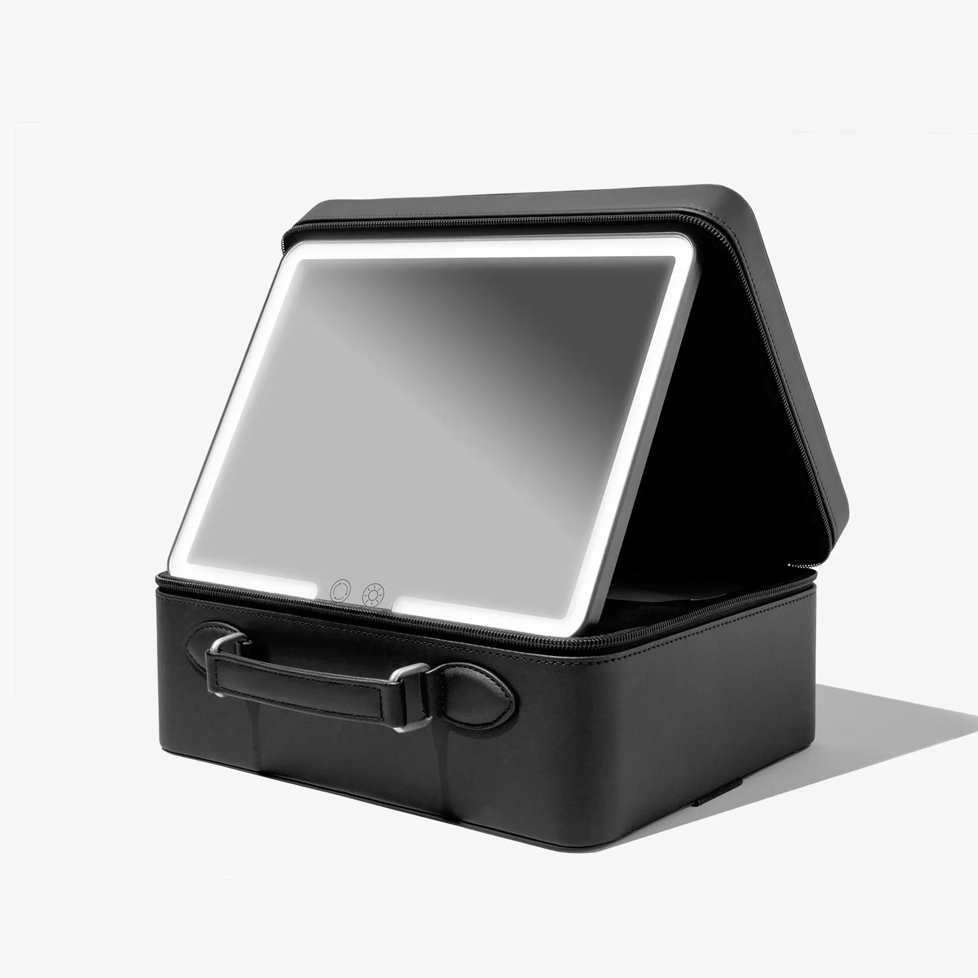 Vanity Planet Baia Hard-Shell Travel Cosmetic Bag - Portable Vanity with Built-In Rechargeable LED Mirror, 11.75" (l) x 9" (w) x 5.25" (h) Makeup Organizer Pouch for On-the-Go Beauty