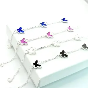 925 Real Silver Butterfly Design Bracelet - Authentic Unisex Jewelry, Elegant Versatile 7.5in Daily Wear Accessory for Adults