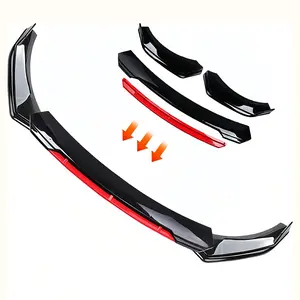 3 Section Front Lip Universal for Cars Chrysler/Honda/Toyota/Mustang/Hyundai/Malibu,Front Bumper Lip Spoiler,Adjustable Diffuser Protector Wide Body Kit- 4 PCS Set