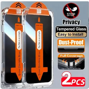 2-Pack Privacy Tempered Glass Protective Screen Protector, Compatible with iPhone Models, Cellphone, Anti-Spy, Anti-Fingerprint, Easy Installation, Bubble-Free