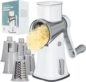Ourokhome Rotary Cheese Grater ,Gift for mom Vegetable slicer, 5 Blade Drum Vegetable Shredder Potato Slicer