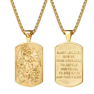 Archangel St Michael Necklace: Men Women Stainless Steel Religious Symbols Medal Pendant Jewelry Inspirational Gift