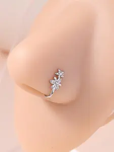 Flower Design Nose Ring, Rhinestone Nose Ring, Fashionable Nose Ring for Women & Girls, Body Jewelry Accessory for Party, Daily Clothing Decor, Trendy All-match & Exquisite Jewelry for Birthday Gift, Non Tarnish Jewelry