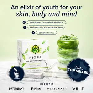 Pique Life Sun Goddess Matcha - Radiant Skin & Energy, Ceremonial Grade, Organic, Non-GMO, Vegan, Gluten Free, Hand-Harvested Spring Leaves (28 servings per carton, 56g total)
