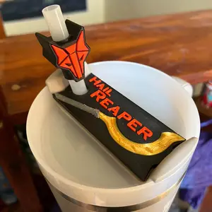 Reaper and Mustang Tumbler Topper and Straw Ornament Sets - RR Book Inspired 3D Printed Tumbler Topper - Stanley 40oz Tumbler Compatible