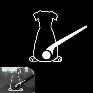 Dog Car Rear Windshield Wiper Sticker, Funny Dog Rear Window Decoration Decals with Moving Tail Effect, Self-adhesive Exterior Sticker Waterproof Vinyl Sticker, for Cars (White)