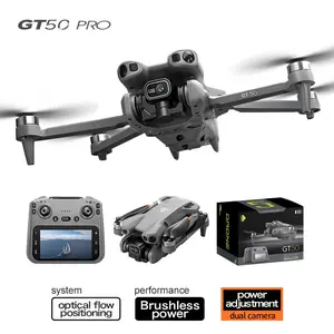 GT 50 Brushless Drone with 12.5CM Large Screen Remote Control, FPV RC Quadcopter for Adults, Electrically Adjustable Dual Camera, GPS Intelligent Obstacle Avoidance, Optical Flow Positioning Hover Folding drone drone with 4k camera