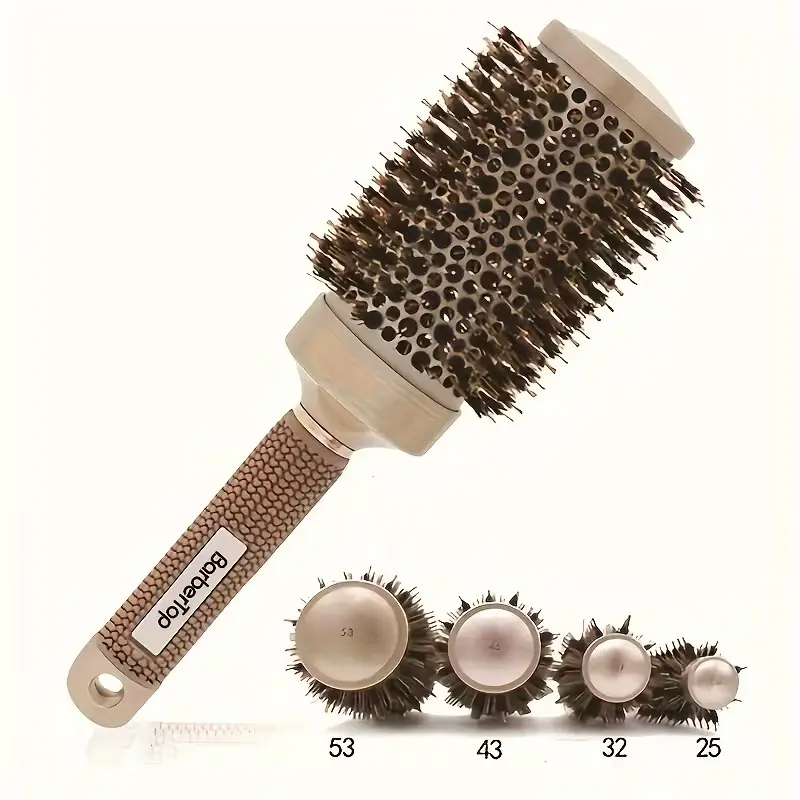 4pcs hair  brush  BARBERTOP Golden Roller Brush | Mane Bristle, ABS Plastic Handle, Enhances Texture for Normal Hair Styling