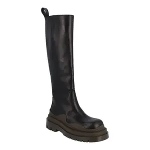 Pre-owned Bottega Veneta Bottega Veneta Women Tire Kneehigh Boots In Black And Camping by Rebag
