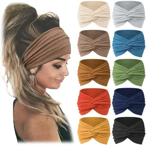 10 PCS Women Headbands African Wide Hair Wrap Extra Turban Head Bands for Lady Large Sport Workout Stretch Non-slip Big Hair Bands Tubi Hair Wrap