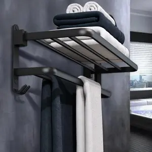 Bathroom Towel Rack, Wall Mounted Towel Holder, Towel Rack with 2 Towel Bar, Bathroom Accessories, Home Organizer for Bathroom
