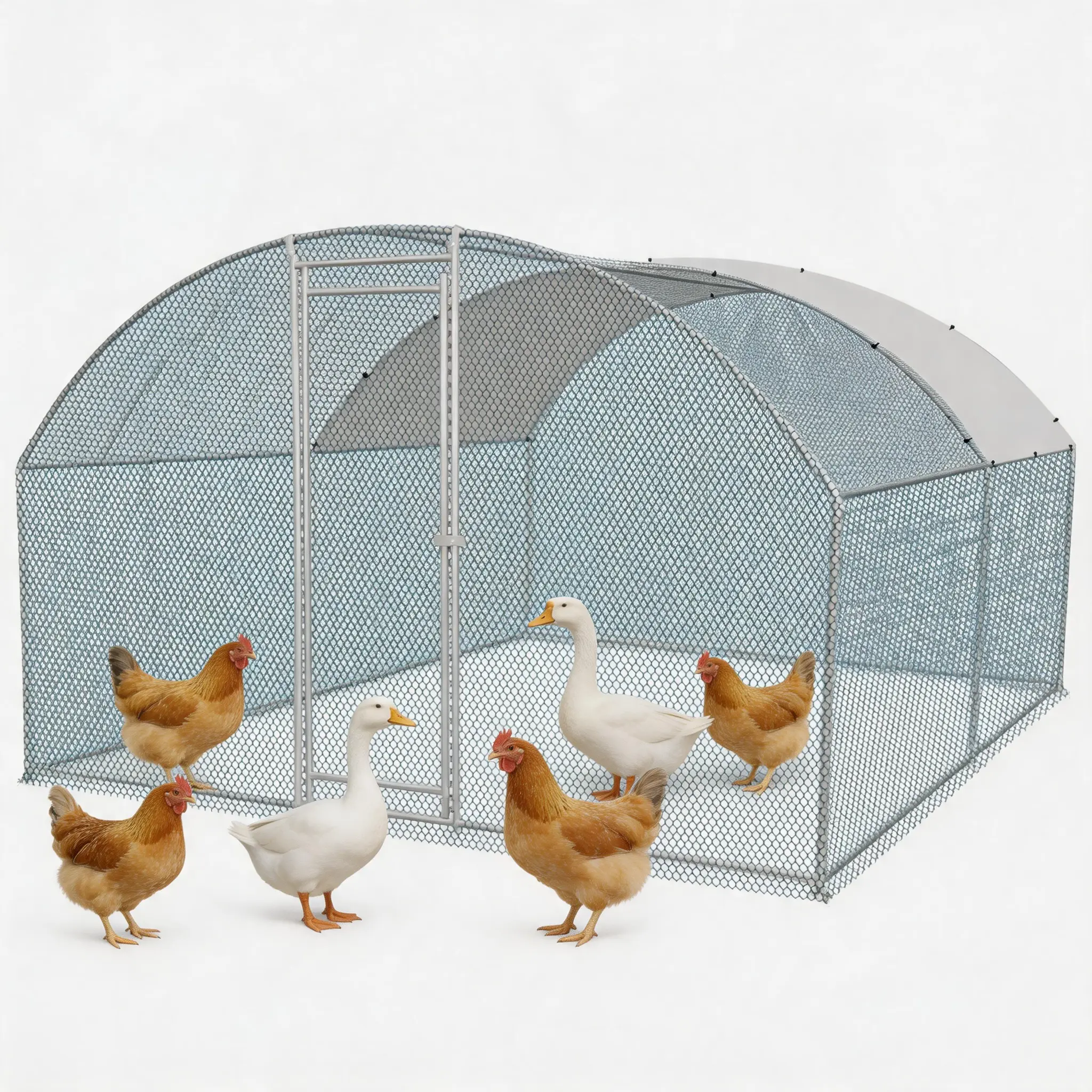 Large metal chicken cage, walk-in poultry cage, chicken and hen running house with waterproof cover, rabbit, cat and dog farm fence for outdoor backyard, farm and garden animals, 4 specifications to choose from
