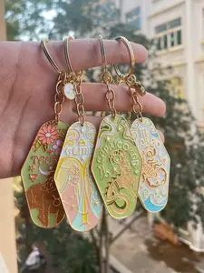Vintage Zodiac Metal Enamel Keychain, Perfect Gift for Family Friends Colleagues Partners, Birthday Present Idea, Car Hotel Keyring