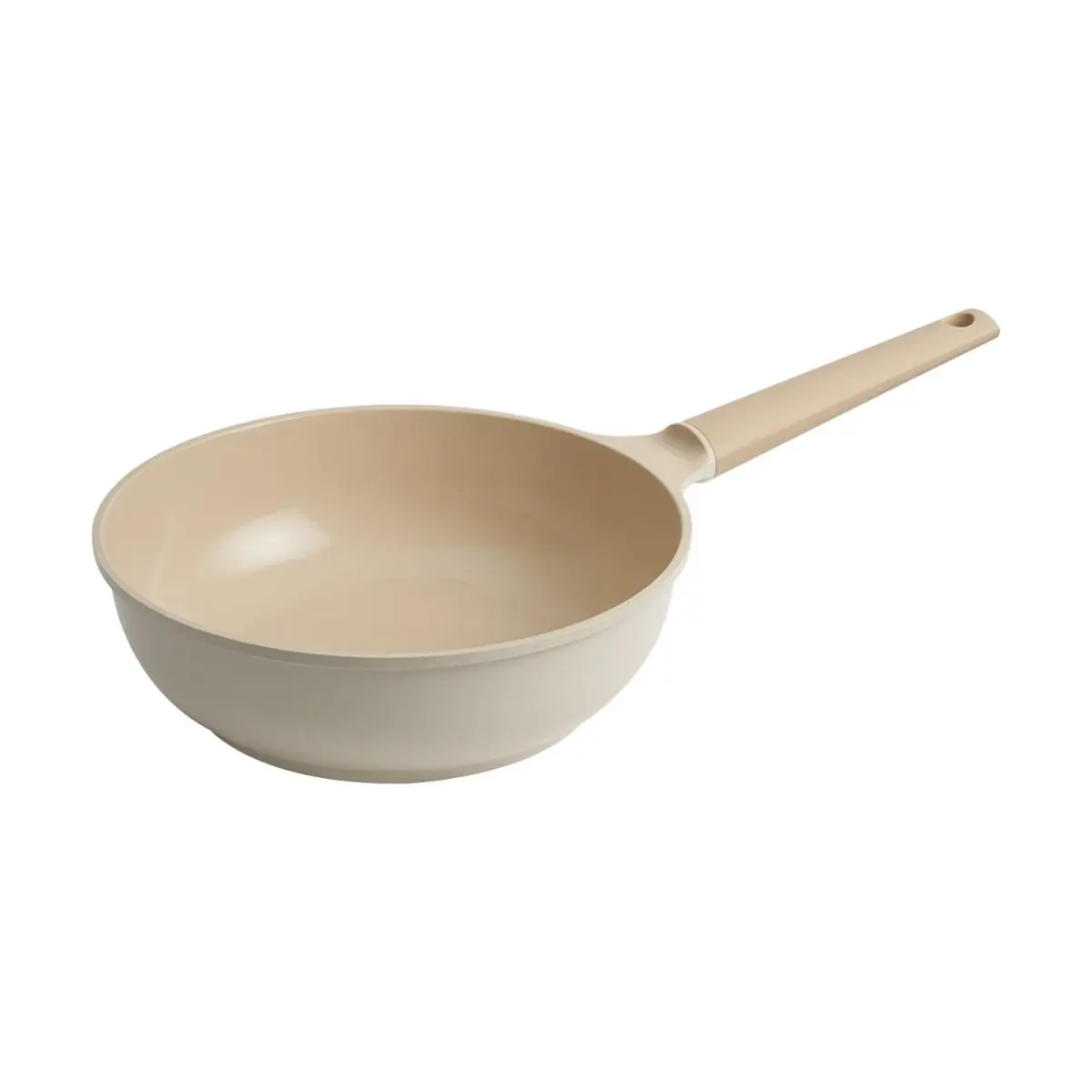 Truecook Beige Ceramic Wok Pan 28cm - Nonstick Deep Stir Fry Pan, Korean Cookware