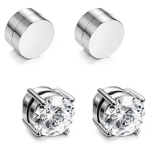 Non-Piercing Stainless Steel Magnetic Studs for No Piercings Unisex Magnetic Clip-On Earrings - Street Style Influencers' Favorite Silver Bling! Hypoallergenic material + super strong magnetic hold
