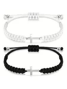 2024 Summer Versatile Woven Cross & Drawstring Design Bracelet, Fall Fashionable Adjustable Bracelet for Men & Women, Trendy Exquisite Jewelry for Party for Gift