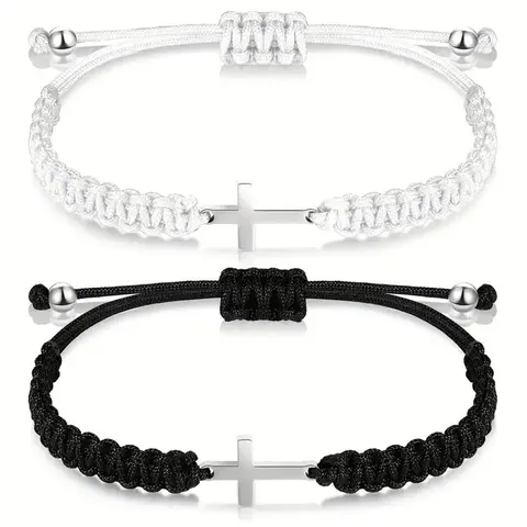 2024 Summer Versatile Woven Cross & Drawstring Design Bracelet, Fall Fashionable Adjustable Bracelet for Men & Women, Trendy Exquisite Jewelry for Party for Gift